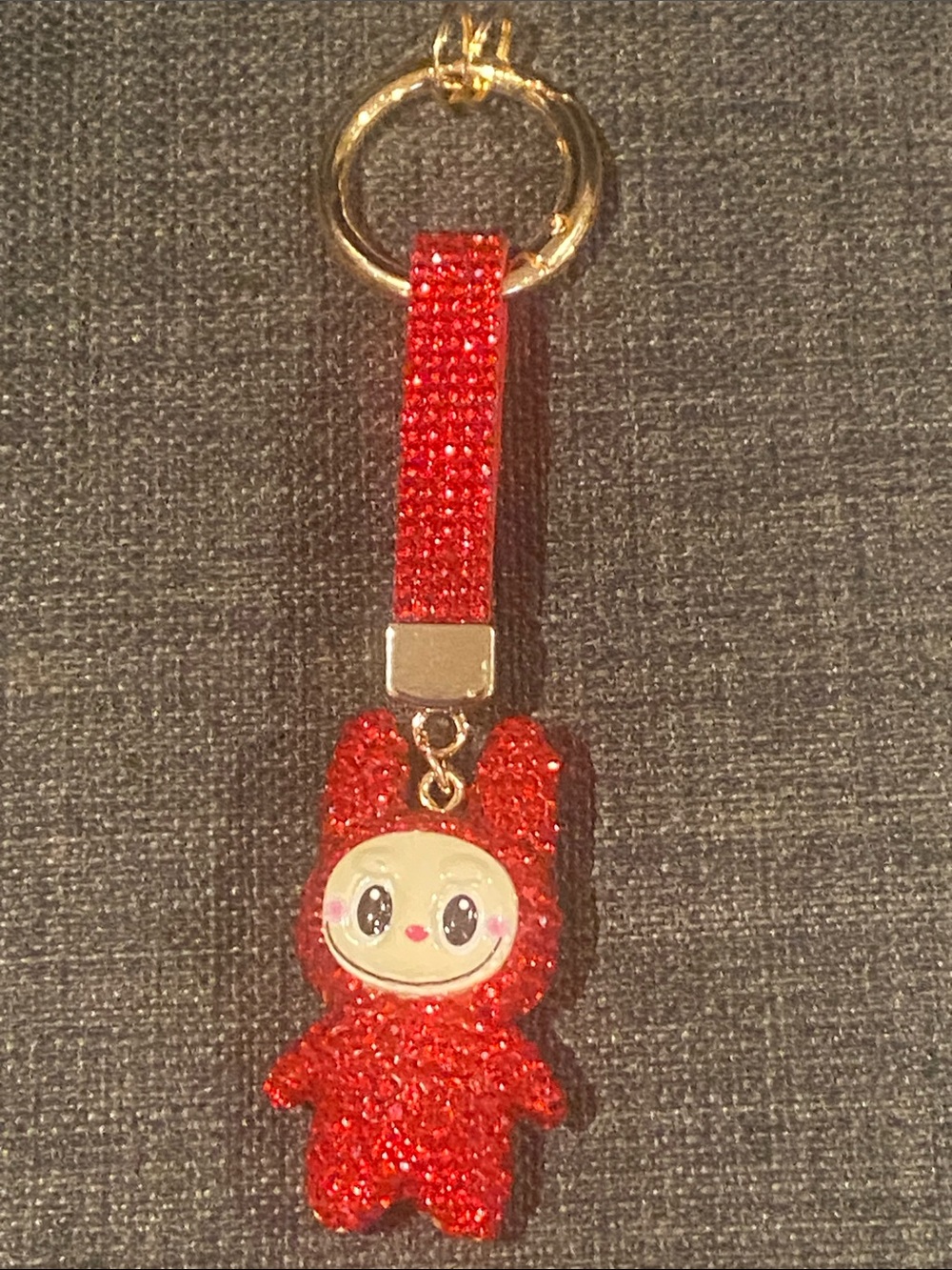 Red Glitter Character Keyring Charm for Kids